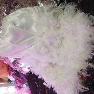 White feathered mini dress